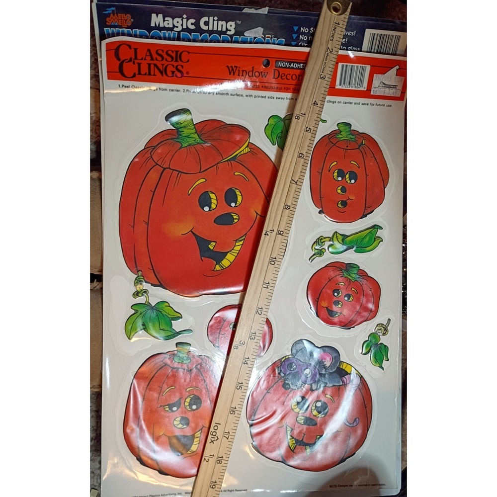 Vintage Mello Smello Halloween Magic Cling Window Decorations Lot 4 Sheets used